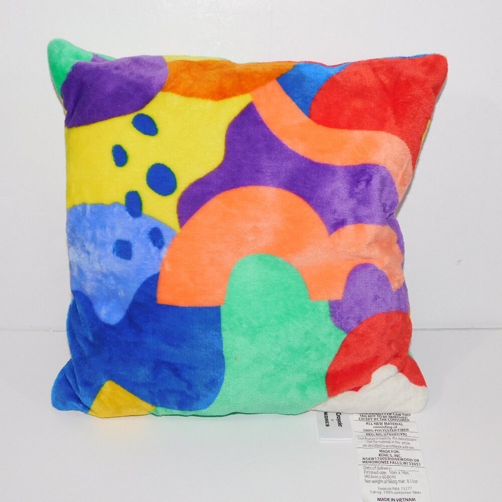 Crayola Crayons x Kohls Colorful Plush Throw Pillow 15" x 15" abstract